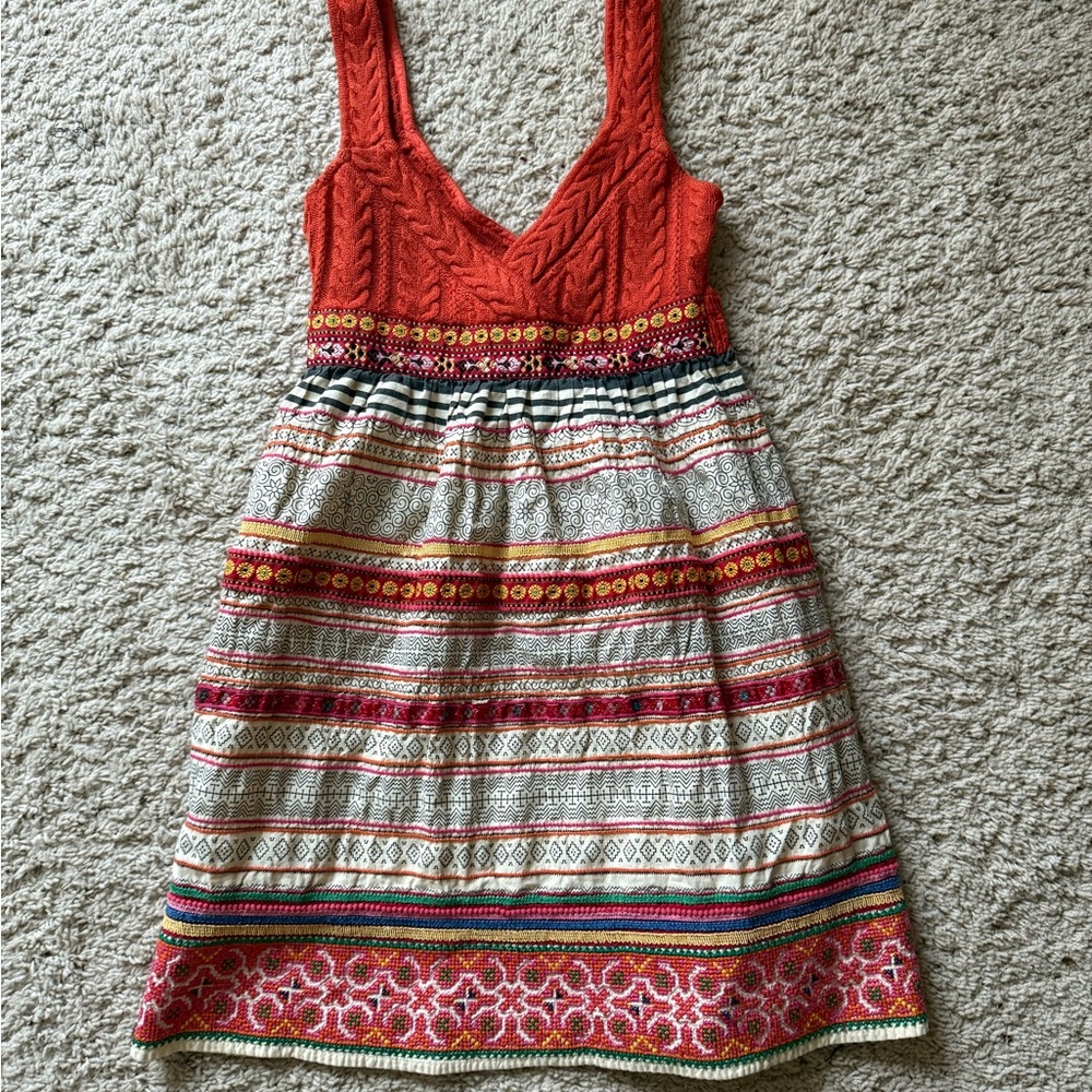 Free People Red and Multicolor Mini Dress